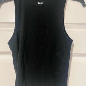 American Eagle Outfitters Black Ribbed Cropped Tank